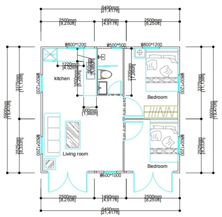 Casa modular T2, 36 mt2