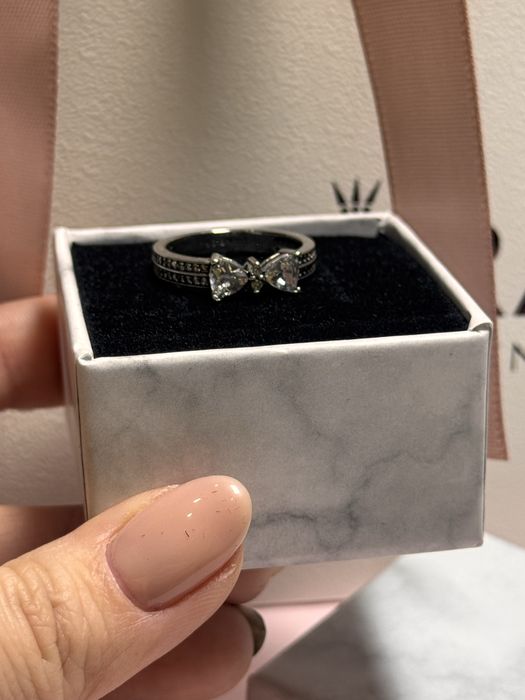 Каблучка Пандора Pandora білий бант