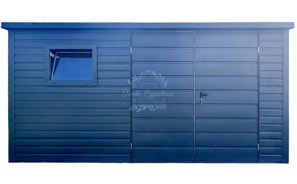 Schowek - domek ogrodowy 4,5x2m  brama dwuskrzydłowa -antracyt ID1075