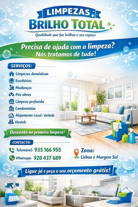 Serviços de Limpeza Profissional – Casas, Escritórios e Pós-Obra