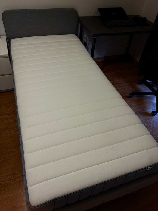 IKEA SLATTUM Estrutura de cama estofada, cinzento, 90x200 cm