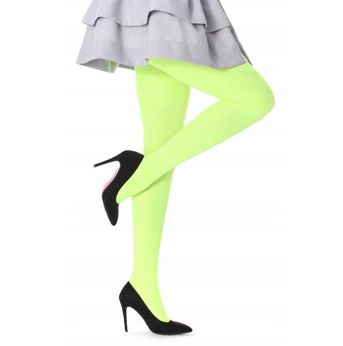 Rajstopy Damskie NEON żółty L/XL