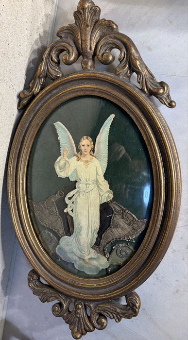 Lindissima antiga imagem de um anjo / registo emoldurado