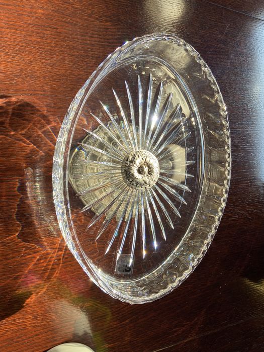 Patera kryształowa na posrebrzanej nóżce