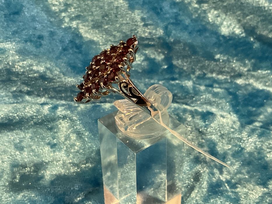 Anel prata 925 peça com pedras raspberry