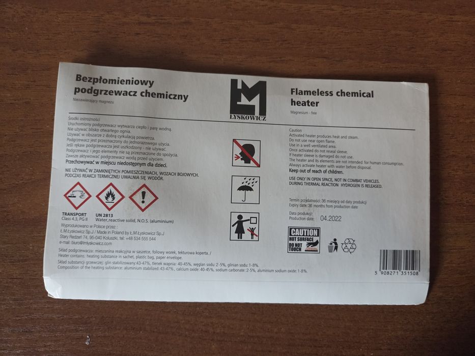 Speedy Hot Single – Chemiczny Podgrzewacz do Posiłków Bez Ognia / Surv