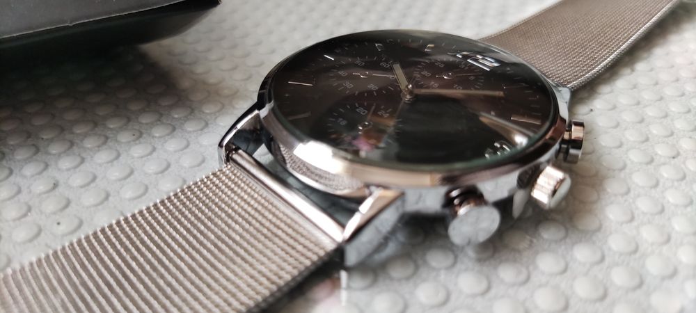 Nowy Męski zegarek Sliver One size Black Koperta