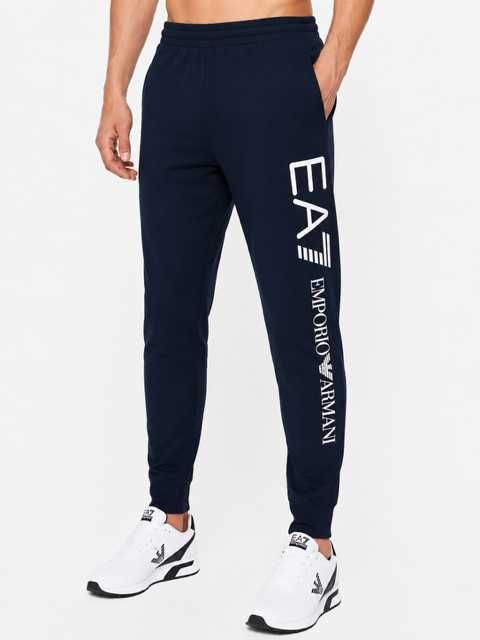 EMPORIO ARMANI EA7 męskie spodnie desowe BLUE / WHITE logo