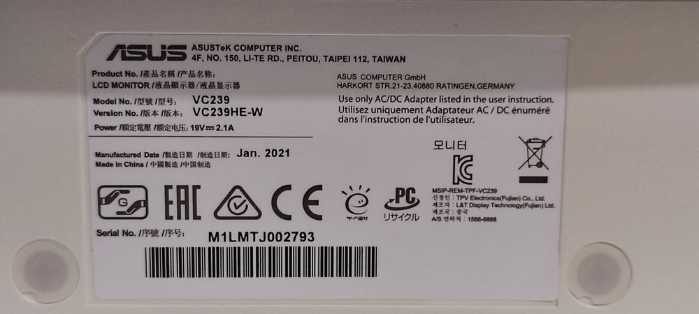 Монітор ASUS VC239HE-W