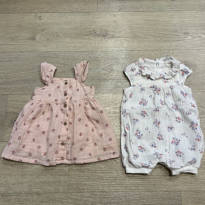 Платье 0-3м комбинезон 3-6м из муслину на девочку