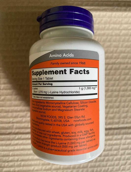 NOW Foods L-Lysine L-Lizyna 1000 mg 100 tabletek NOWA