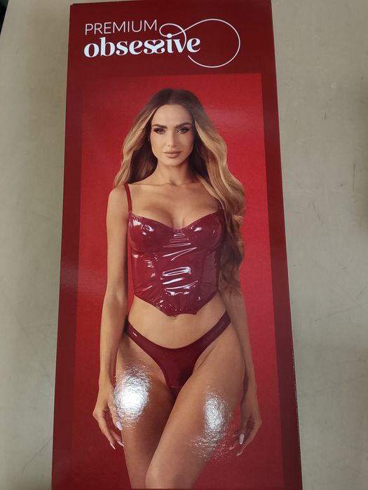 Zmysłowy, ekskluzywny komplet Obsessive Redya – gorset + stringi NOWOŚ