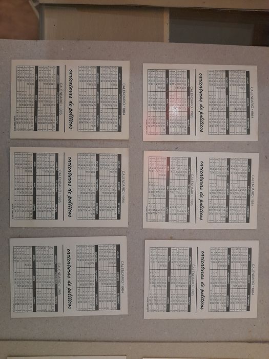 Calendários de bolso caricaturas Políticos História - Salazar, Kennedy