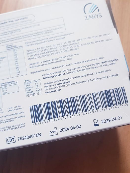 nowe rękawiczki nitrylowe Zarys 100 sztuk