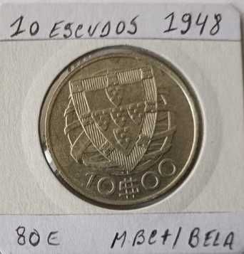 Moeda 10 Escudos 1948  da 2ª República Portuguesa  Emissão Anual Prata