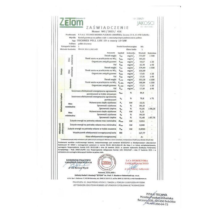 Kotły Kocioł Piec TECHNIX PELL LUX 19 kW na pellet - PRODUCENT