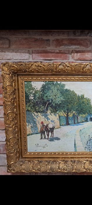 Cesar Bentivoglio(1868–1952)– duży obraz olejny na płótnie, pejzaż, z