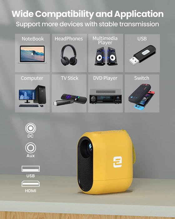 Projektor LED WiFi Bluetooth – HDMI USB | iOS Android