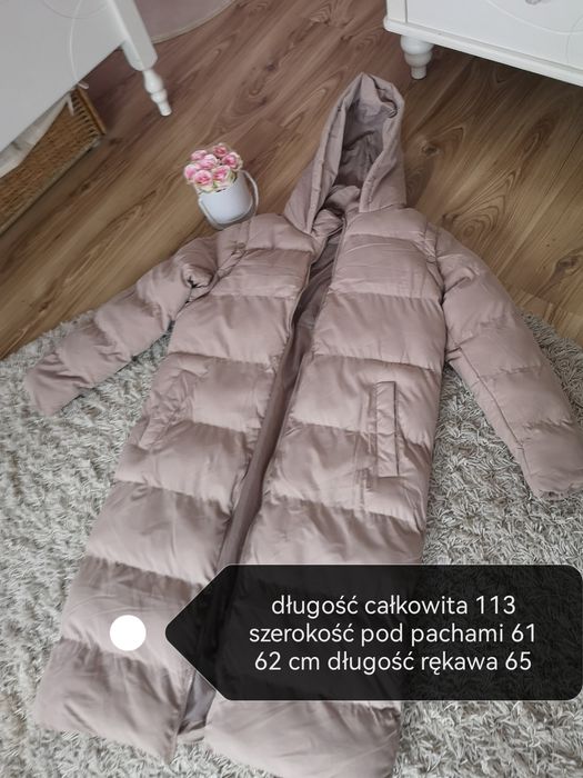 Płaszcz długi zimowy 2w1 ocieplany puchowy kurtka Długa ciepła na zimę