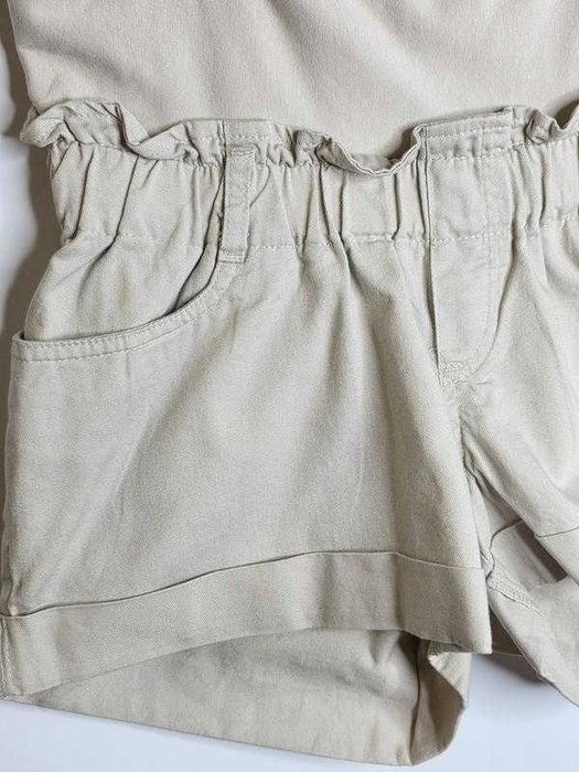 Брендовые бежевые шорты h&m mama для беременных натуральный материал хлопок мягкая резинка размер s 44