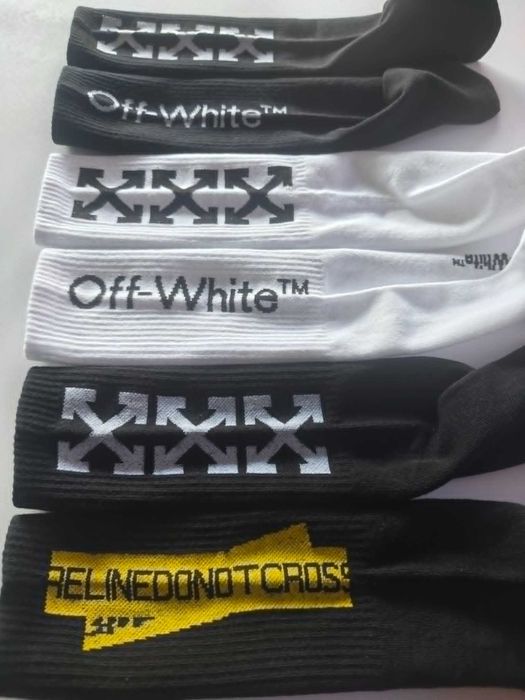 Modne Skarpetki Off-White – Stylowy Zestaw (Rozmiar 40-44) 3-pak  3 pary mix
