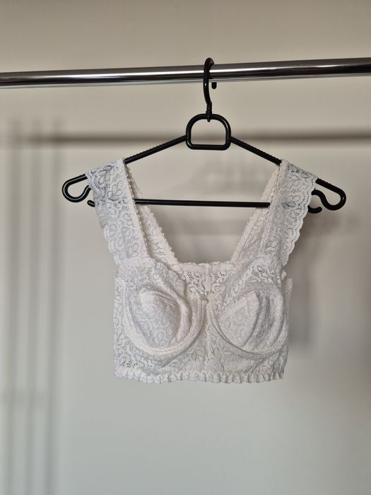 Koronkowa braletka ecru 38 M biały top bieliźniany