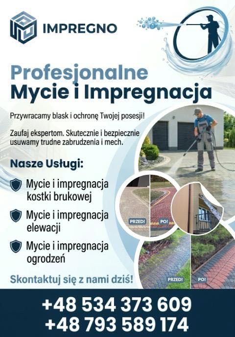 Mycie kostki brukowej, elewacji i ogrodzeń - Leżajsk, Jarosław i okolice