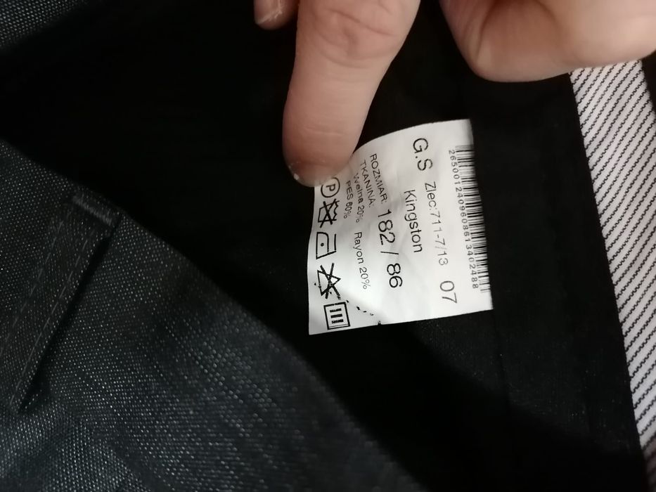 Garnitur męski SLIM polska firma RECMAN 182/86 grafit Ślub wesele