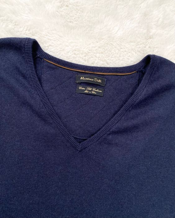 granatowy sweter massimo dutti bawełna jedwab kaszmir XXL