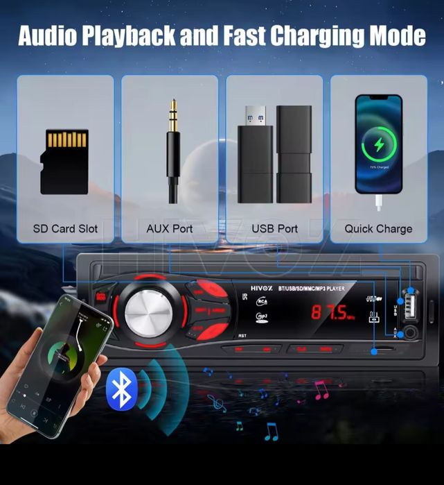 Auto Radio com Bluetooth HIVOZ (Artigo Novo)