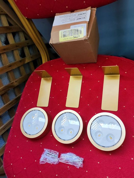 Lampki LED złote na baterie Lampa bezprzewodowa okrągła kinkiet