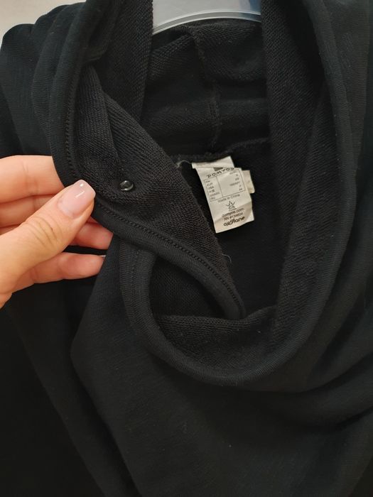 Унісекс худі/реглан подовжений з широким коміром, розмір s(44),чорний