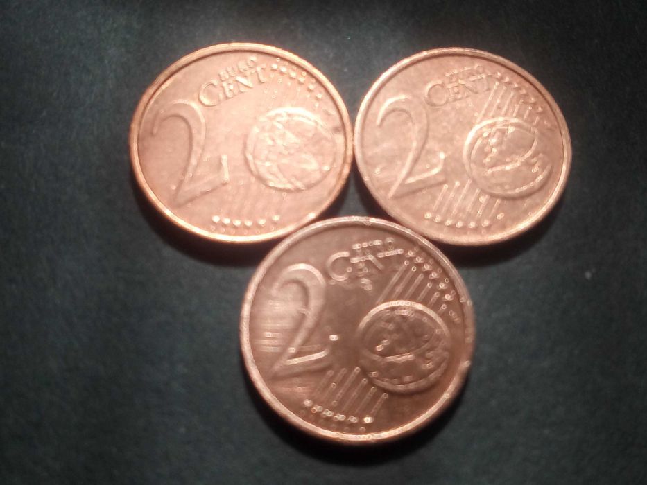 3 moedas de 2 cêntimos dos anos de 2002/03/04 de EIRE muito raras