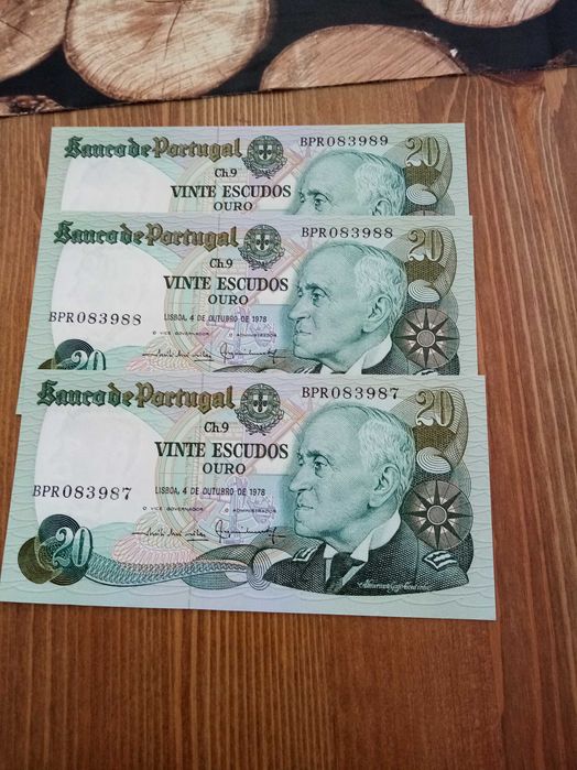 3 NOTAS 20$00 GAGO COUTINHO Nº seguido BPR 083987, 083988, 083989