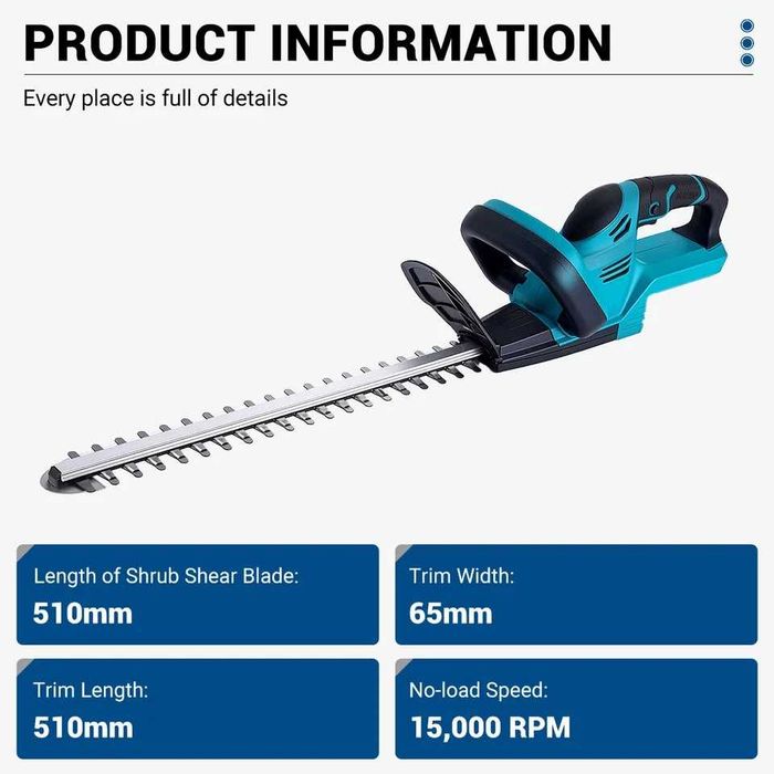 Nożyce akumulatorowe do żywopłotu Drillpro 18 V 2000 W 51 cm 2 akumulatory