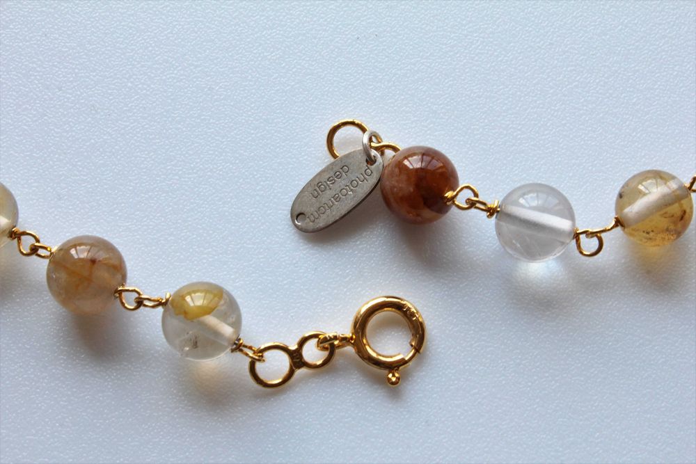 Colar e Brincos em Quartzo Rutilado Dourado