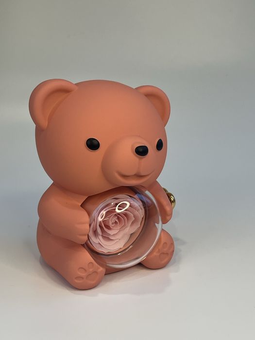 Ведмедик шкатулка з вічною трояндою. Схованка для прикрас. Набір
