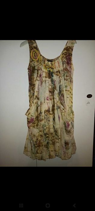 Vestido original, fundo embaulado, forro e tipo bolsos/lado-S - Natura