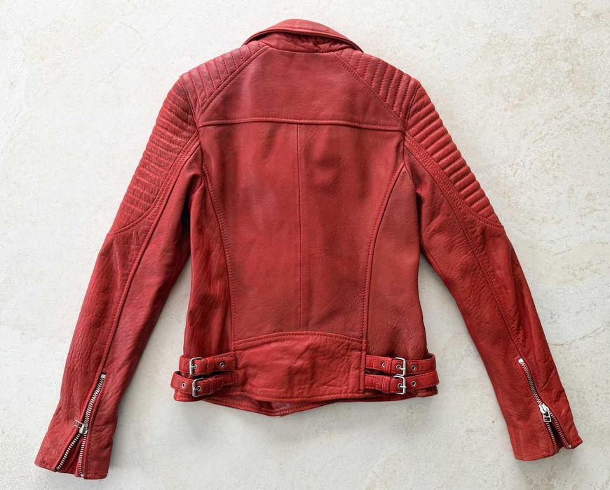 Kurtka skórzana ramoneska czerwona skóra naturalna Gooscraft biker Perfecto
