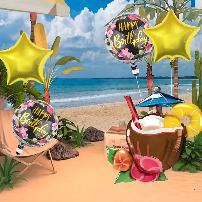 Zestaw Balonów Na Imprezę Aloha Hawajskie Urodzinowe Przyjęcia 5Ele