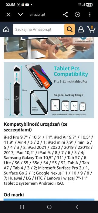 Profesjonalny  stojak na tablet z kluczykiem