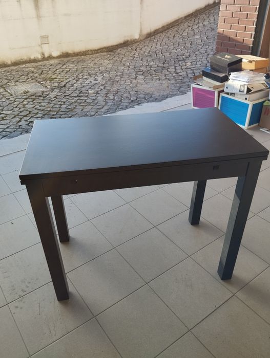 Mesa de Jantar Extensível Pequena Madeira Castanho Escuro IKEA