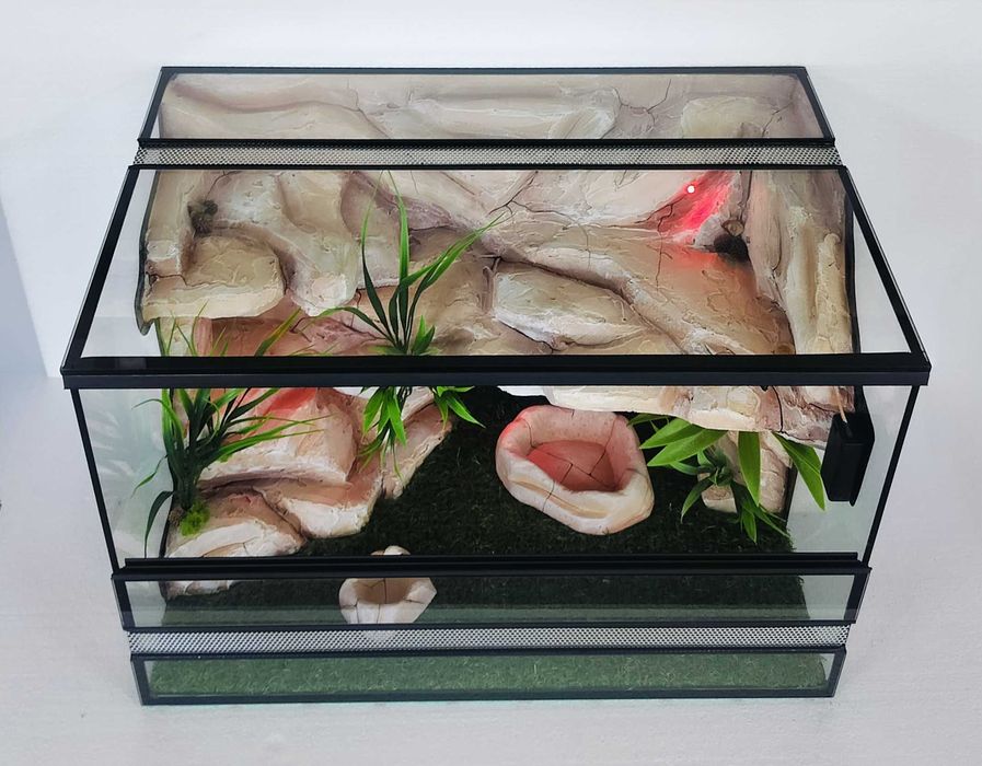 Terrarium dla gekona lamparciego 60x40x40 z wyposażeniem | Terrarium dla młodego węża | Ręcznie wykonane | TW26WP3L AquaWaves