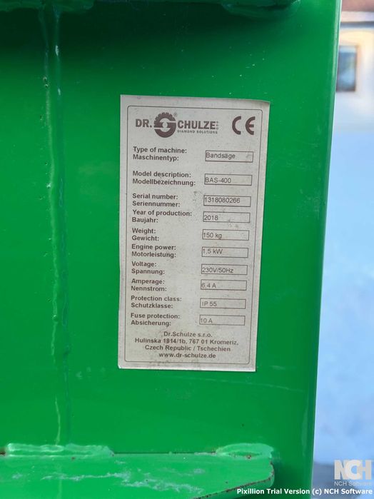 Piła taśmowa do bloczków komórkowych Ytong Dr. Schulze BAS 400