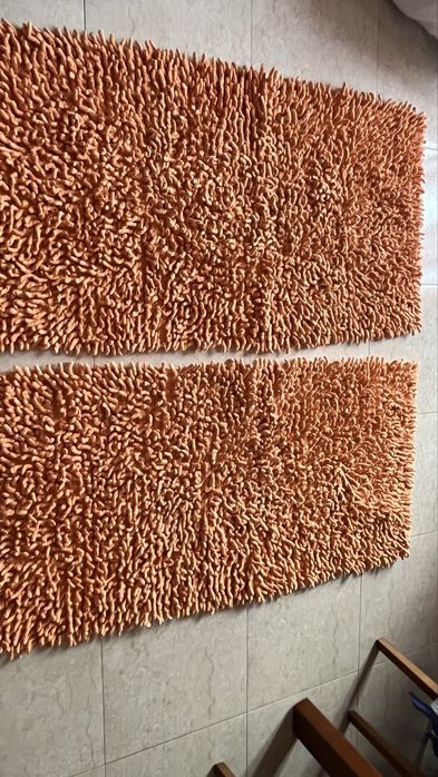 Conjunto 2 tapetes laranja algodão 65x130cm