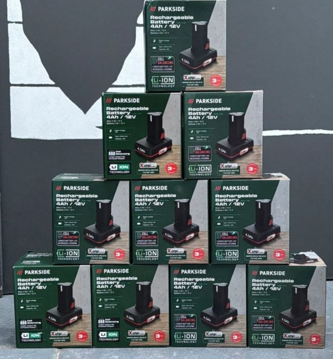10 Baterias Parkside 12V 4ah + 1 Carregador Duplo Parkside  para 12V