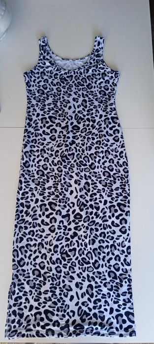 Vestido de alças tigresa preto e cinza