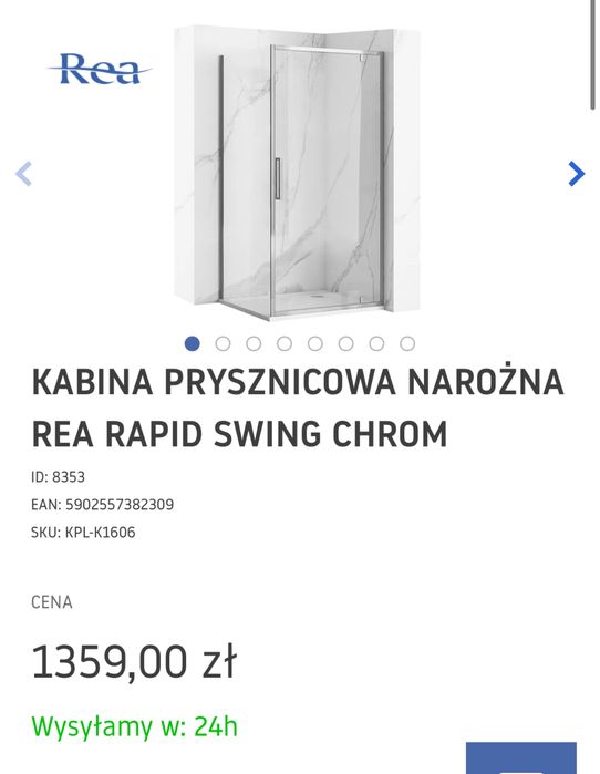 Kabina prysznicowa 90x90 REA