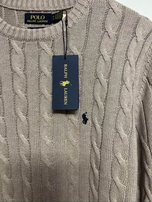 Beżowy sweter męski Polo Ralph Lauren 100% bawełna rozmiar M