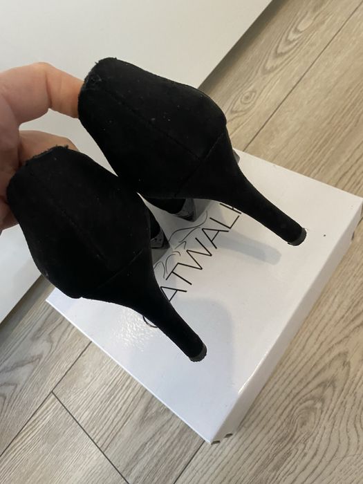 Buty na obcasie stabilna grubsza szpilka 10cm i platforma-3cm